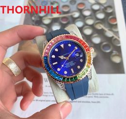 Colorful Diamons Ring Watch - 41mm, Sapphire Waterproof, Popular Casual Style for Men and Women - Classic Black, Green, Red Rubber art deco wristwatches