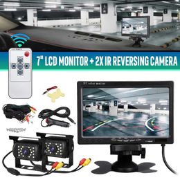 Car Rear View Cameras& Parking Sensors 7" Wired Monitor TFT LCD Camera 2 Track For Truck Bus System