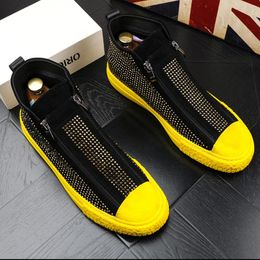 NEW Fashion Men High Top British Style boots zipper Causal Luxury Red Black Bottom rubber Shoes for Male
