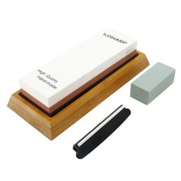Premium Whetstone Knife Sharpening Stone 2 Side Grit 1000/6000 Waterstone Sharpener With NonSlip Bamboo Base and Angle Guide h2 210615