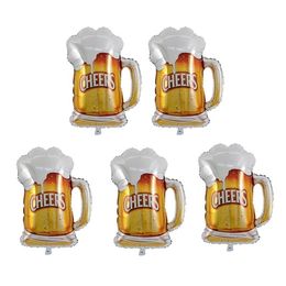 glass balloons UK - 5 Foil Balloons Golden Beer Cups Balloons Birthday Party Gift Balloon Baby Shower Party Decor Beer Glass Balloon Y0622