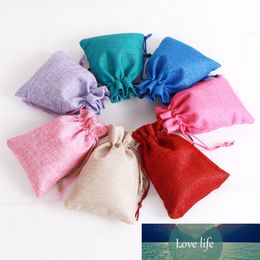 6sizes 50pcs/lot Vintage Natural Burlap Jute Gift Bags Candy Bags Wedding Favour Pouch Drawstring Jewellery Packaging Bag gift box