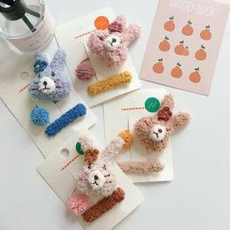 New Korean cartoon plush rabbit hair ring pressure clip hair clips hair accessories for braids