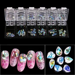 2021 Box Transparent Crystal AB Glass Rhinestones For Nails 3D Strass Glitter Jewellery Nail Art Decorations fast ship