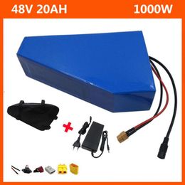 volts batteries UK - 48V 20AH Triangle Battery Lithium Electric Bike Bicycle 48 Volt 1000W 18650 Ebike li-ion batterie pack with 30A BMS 54.6V 2A charger Free Bag