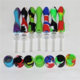 wholesale Hookahs Silicone Nectar With Titanium&Quartz Tips 10mm Mini Dab Straw Pipes Smoking Dabber Tool For Glass Water Bongs Rigs