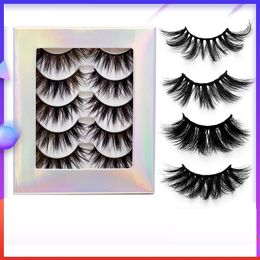 5 Pairs 8D Faux Mink Hair False Eyelashes Fluffy Wispy Long Thick Lashes Handmade Eye Lash Makeup Extension Tools