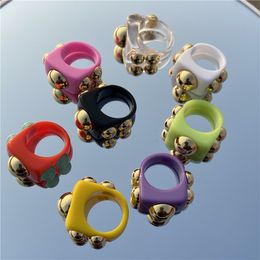 a ring UK - Ring Female Niche Design Candy Warm Color Cute Acrylic Multicolor Cold Wind Fashion Personality Ins Tide Jewelry Accessories