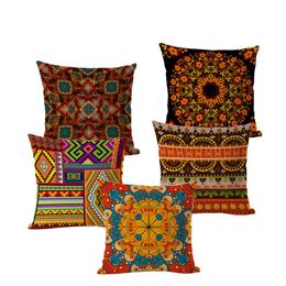 Cushion/Decorative Pillow Bohemian Style Decorative Cushion Covers Cotton Linen Square Geometry African Stripe For Sofa Seat Soft Case