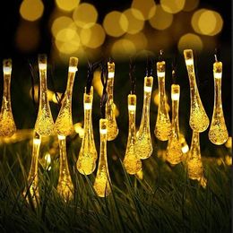 Bubble water drop LED solar lamp string Crystal lamp courtyard home Party Decoration Lights Garden Festival outdoor Light T2I52694