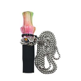 Luxury Colorful Resin Portable Hookah Shisha Smoking Lanyard Sling Necklace Filter Silicone Ring Mouthpiece Innovative Design Holder Tips High Quality DHL Free