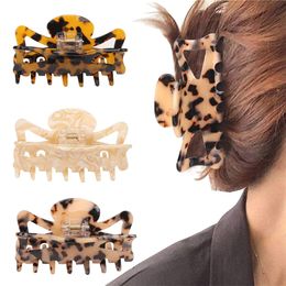 Women Claw Hair Clip 3.5 / 4 inch Grip Leopard Print Barrettes French Vintage Design Large Hairs Jaw for Thick Thin Curly Straight LongHair 15pcs