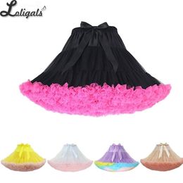 Colorful Women's Tutu Skirt Adult Tulle Ballet Dance Costume Fluffy Short Petticoat 210310