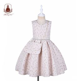 Yoliyolei New Design Ball Gown Girls Dresses With Bag Sleeveless Princess Wedding Embroidery Autumn Child Clothes for Kids 210303