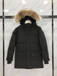 Fashion Emory men down jackets with coyote fur trim high quality keep warm Long parkas ykk zipper