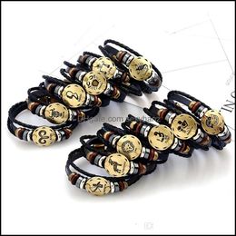 Bangle Jewellery Fashion Twee Constellation Genuiue Leather Bracelets Jewellery Wholesale Mix Drop Delivery 2021 Uyavz