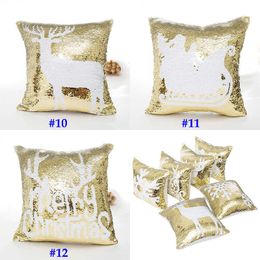 Pillow Sequin Mermaid Case Double Christmas Snowflake Reindeer Pillowcase Home Sofa Car Cushion cover Without core