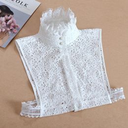 Bow Ties 2021 Fake Collar For Women High Stand Embroidery False Lace Hollow Decorative Female Shirt Detachable Sweater