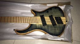 trans black NZ - Mayon 5 Strings Trans Black Flame Maple Top Electric Bass Guitar Neck Through Body, Fanned Frets, Active Wires & 9V Battery Box