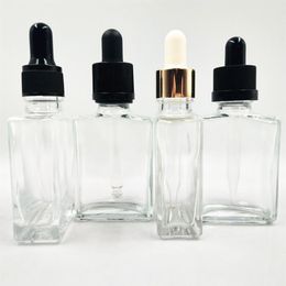300Pcs/lot Square E-liquid Glass Bottles 30ml With Clear Glass Dropper Container For Essential Oil and Aromatherapy Packing Bottles DHL
