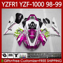 OEM Body Kit For YAMAHA YZF-1000 YZF-R1 YZF 1000 CC R 1 1998 1999 2000 2001 Bodywork 82No.124 YZF R1 Rose White 1000CC 98-01 YZF1000 YZFR1 98 99 00 01 Motorcycle Fairing