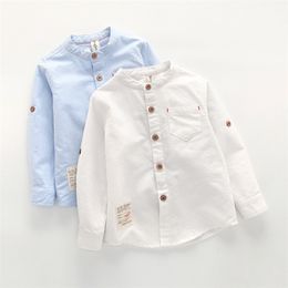 Children Boys Shirts Cotton 100% Long Sleeves Turn-down Collar kids Shirts For 3-10 Years Old Kids Wear Clothes 210306