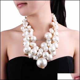 Pendant Necklaces & Pendants Jewellery Fashion Gold Chain White Pearl Beads Cluster Choker Bib Necklace Perfect Party Valentines Wedding Gift