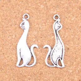 86pcs Antique Silver Plated Bronze Plated cat Charms Pendant DIY Necklace Bracelet Bangle Findings 34*14mm