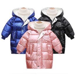 Russia Winter Kids Jackets For Boys Coats Warm Cotton Down Thick Snow Suit Girls Long Outerwear Toddler Children Clothes 3-10 Y H0909