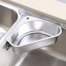 Triangular Sink Strainer Drain Fruit Vegetable Drainer Basket Suction Rack Storage Tool Cup Filter Shelf 211109