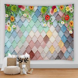 Tapestries Colourful Floral Plants Tapestry Tulip Sunflower Wild Flowers Wall Hanging Nature Scenery For Living