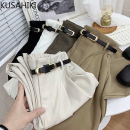 Elegant Solid Women Suit Pants Korean Belt High Waist Ankle Trousers Spring Harem Mujer Pantalones 6E790 210603