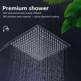 Ultra-Thin Stainless Steel Bathroom Square Shower Large Top Nozzle Rain Shower Bath Shower Head Spray Bathroom Accessori H1209