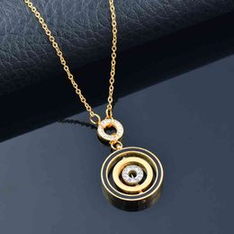 Designer Necklace Luxury Jewelry Trendy Zircon Stainless Steel Pendant Rose Gold Roma Numbers Circles Chokers For Women XL396 SSK