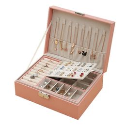 Accessories Packaging Organisers New Doublelayer Jewellery Box Leather Ear Stud Earrings Ornament Earring Holder Storage Multifunction Large 2103