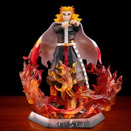 25cm Demon Slayer Rengoku Kyoujurou PVC Action Figures GK Anime Kimetsu No Yaiba PVC Figurine Toys For Kids Gifts Model Doll Q0722