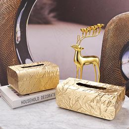 Tissue Boxes & Napkins Creativity Brass Box European Luxurious Gold Napkin Holder Restaurant El Ornaments Home Metal Paper Towel Organizatio