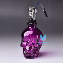-3.5 pulgadas portátil púrpura calavera agua pipa de agua cachimba fumar fumando shisha esqueleto vidrio botella accesorios para hombres regalo