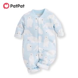Spring and Autumn Baby Boy Girl Bear Allover Cotton Design Long-sleeve One Pieces Jumpsuit Rompers 210528
