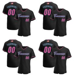 Custom Black Pink-Light Blue-2 Authentic American Flag Fashion Baseball Jersey