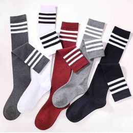 Long Sock Stockings for Winter Boots Women Long Striped Stockings Warm Thigh High Socks Girls Knee High Socks 2020 Y1119