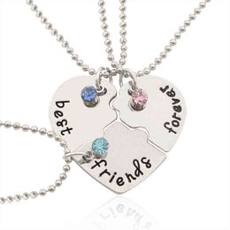 Korean Fashionable Women Necklac Chain 3 Piece Set Best Friend Friendship Pendant Bff Matching Necklace Jewellery G1206