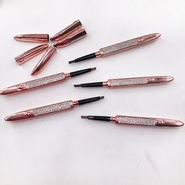 Wholesale Double-headed Eyebrow Pencil Long-lasting Makeup Tool Custom Private Label Eyebrows Cosmetic Tools 1Pcs Rhonestones Diamond