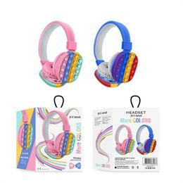 Bluetooth on ear wireless earphones with Pop Bubbles Silicone Rainbow Headphones Colourful Stereo gaming Headset for Mobilephone Tablet PC Foldable Adjustable