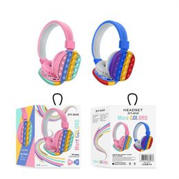 Bluetooth on ear wireless earphones with Pop Bubbles Silicone Rainbow Headphones Colorful Stereo gaming Headset for Mobilephone Tablet PC Foldable Adjustable