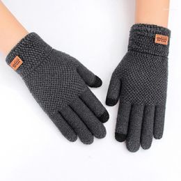 Women Wool Knitting Glovers Autumn Winter Warm Finger Gloves Office Home Hand Accessories Plush Female Solid Color1