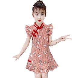 Dress Girl Plaid Pattern Girls es Floral Kids Summer Children's Costumes For 6 8 10 12 14 210528