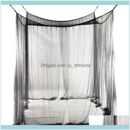 Supplies Textiles Home & Gardeneuropean Style 4 Corner Post Bed Canopy Mosquito Net Full Netting Bedding 190X210X240Cm (Black)1 Drop Deliver