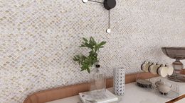 -Art3D Mutter der Perle Bunte Badezimmer Wandaufkleber Fan-Form Fischwaage Mosaikfliese geschliffen 6 sq ft