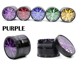 Tobacco Smoking Herb Grinders 63mm Aluminium Alloy With Clear Top Window Lighting Grinders 12 Colours